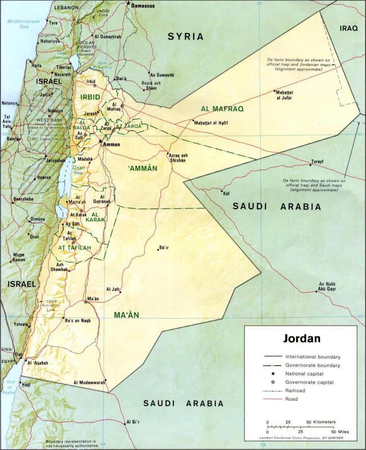 детална карта на Јордан