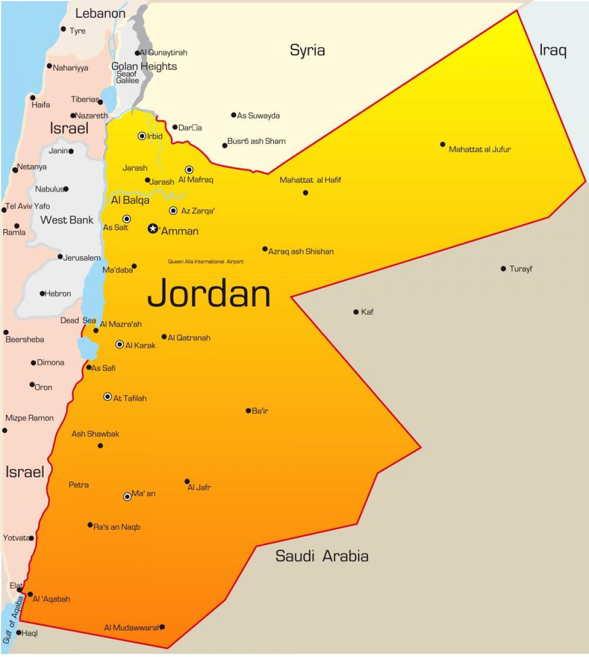 мапа на Јордан блискиот исток