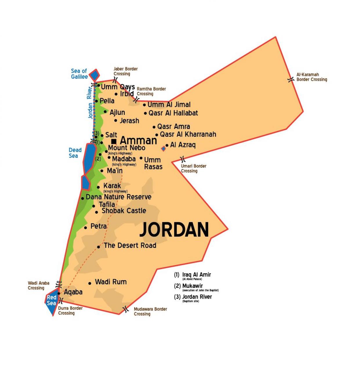 Јордан градови мапа