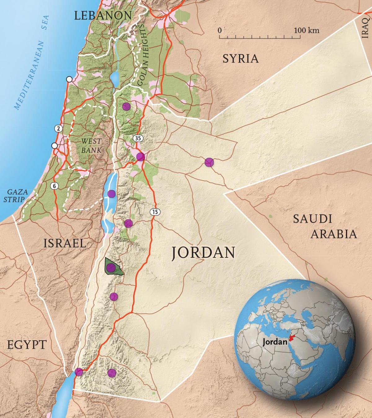 кралството Јордан мапа