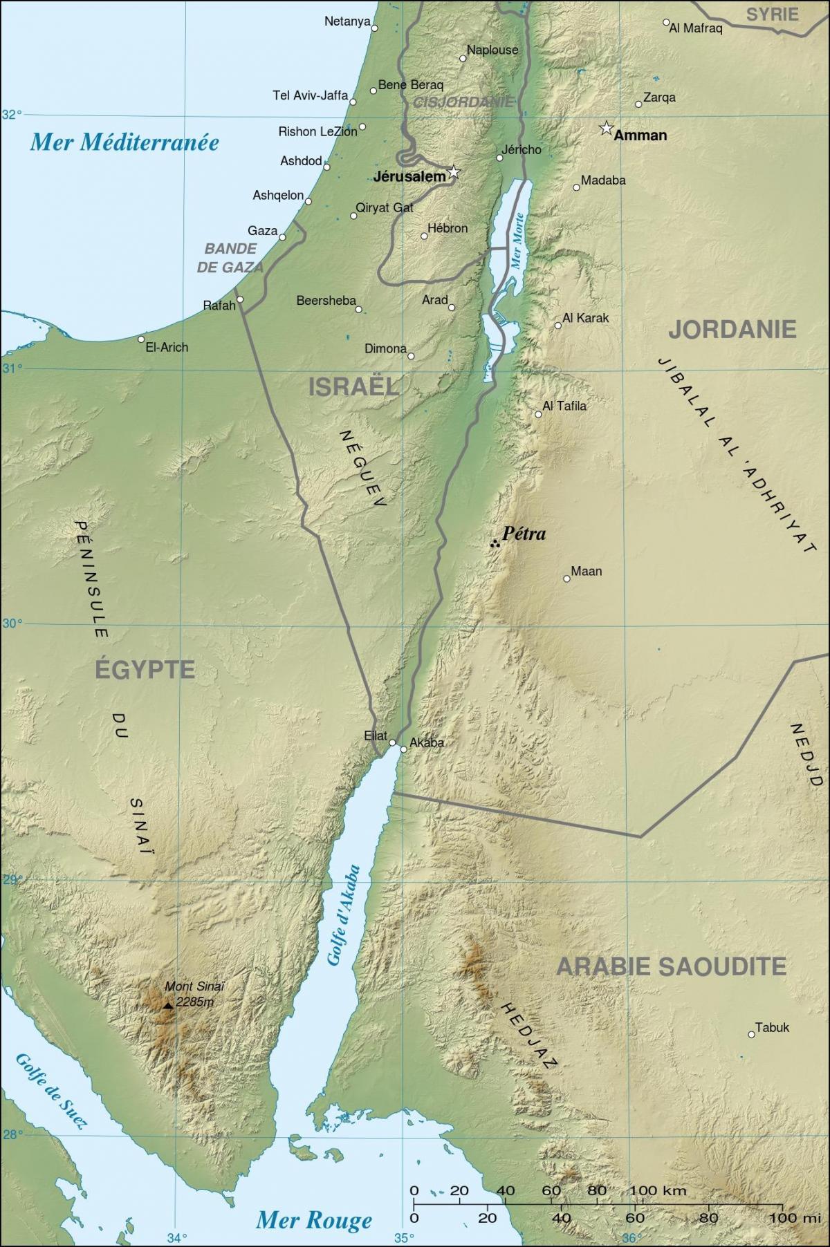 мапа на Јордан покажува петра