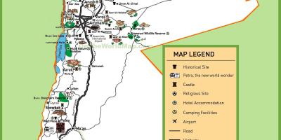 Мапа на Јордан туристички локалитети